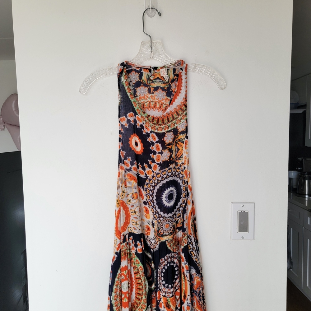 RAGA Navy and Orange Circular Print Boho Maxi Dress - Picture 3 of 11